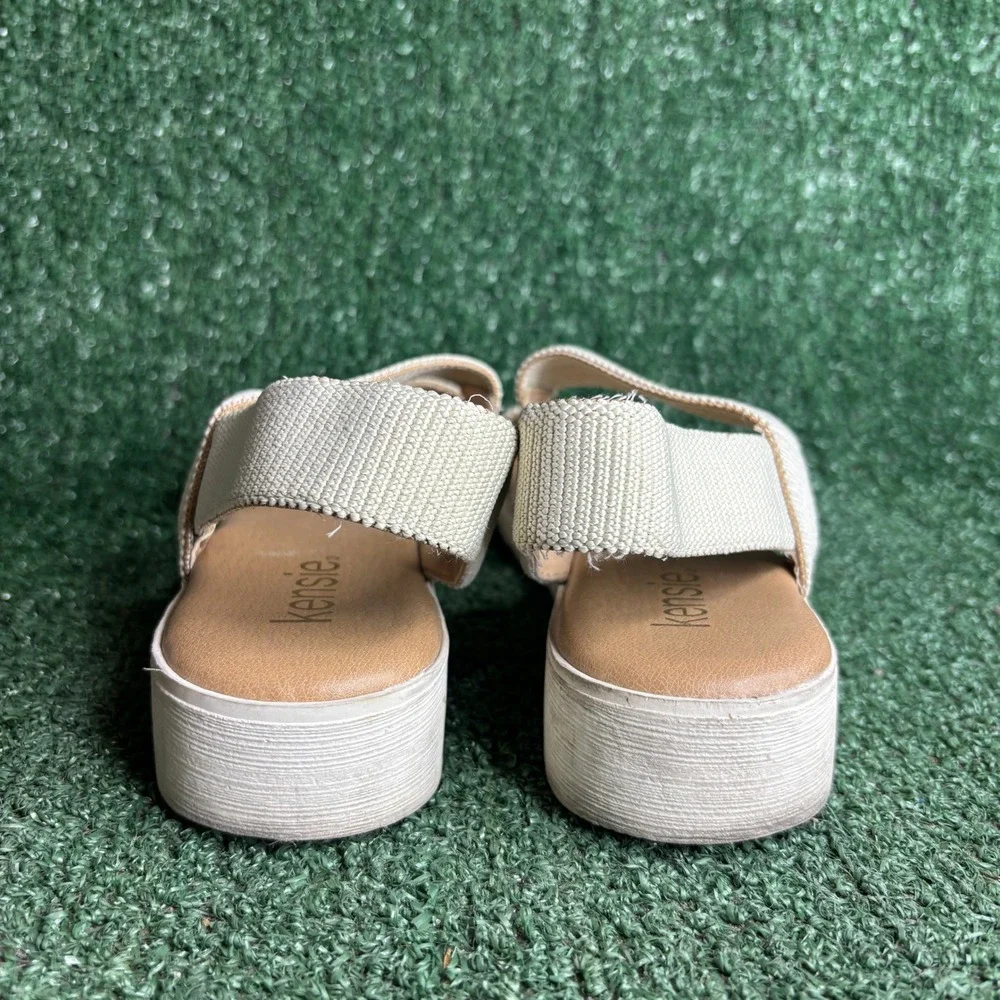 Kensie Emme Elastic Strap Platform Comfort Casual Slingback Sandal Beige Women 9